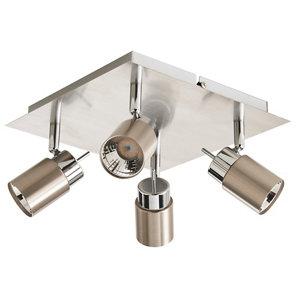 Plafonnier 4 spots métal chromé LED intégrée "Hades" H. 14,5 x L. 25 cm