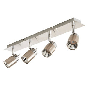 Plafonnier 4 spots métal chromé LED intégrée "Hades" H. 14,5 x L. 55,5 cm