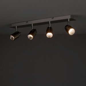 Plafonnier 4 spots métal chromé LED intégrée "Hades" H. 14,5 x L. 55,5 cm