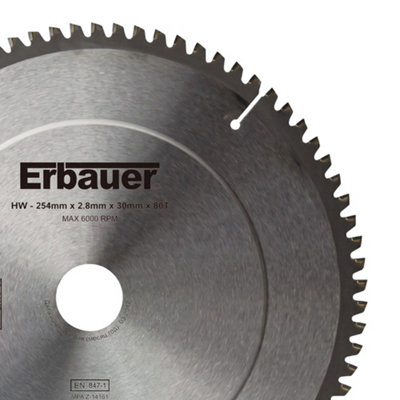 Lame de scie circulaire Erbauer Ø254 x30252016 coupe propre 80 dents - vue 2