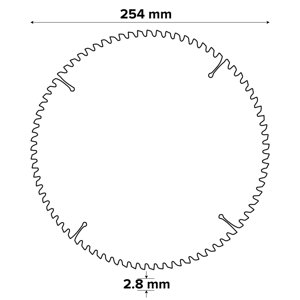 Lame de scie circulaire Ø254 x30/25/20/16 coupe propre - 80 dents