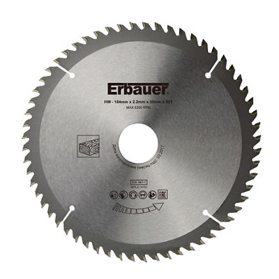Lame de scie circulaire Bois Erbauer Ø184 x302016 coupe fine 60 dents - vue 2