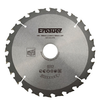 Lame de scie circulaire Bois Erbauer Ø190 x30252016 coupe grossière 24 dents - vue 2