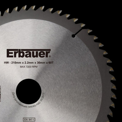 Lame de scie circulaire Bois Erbauer Ø210 x30252016 coupe fine 60 dents - vue 2