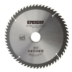 Lame de scie circulaire bois Ø210 x 30/25/20/16 coupe fine 60 dents