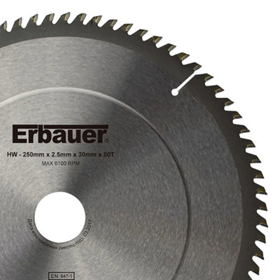 Lame de scie circulaire Bois Erbauer Ø250 x30252016 coupe fine 80 dents - vue 2