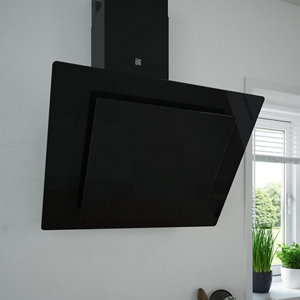 Hotte inclinée en verre trempé - L 60 x H. 77 - 94 cm x P. 43