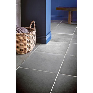 Carrelage de sol intérieur "Konkrete" gris anthracite - l. 30,7 x L. 30,7 cm