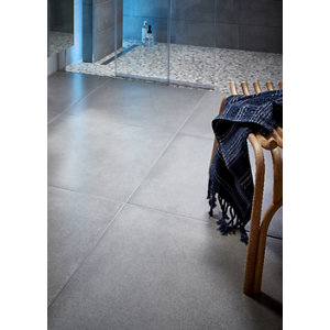 Carrelage de sol intérieur "Konkrete" gris - l. 61,6 x L. 61,6 cm