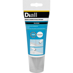 Tube silicone sanit.diall 150ml transp. transparent