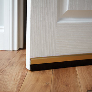 Bas de porte avec brosse aspect or à clipser - L. 1 m x ép. 25 mm