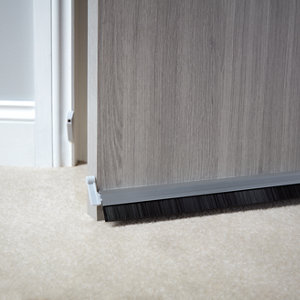 Bas de porte automatique aspect bronze avec brosse à visser - L. 1 m