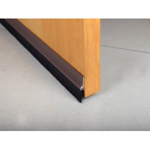 Bas de porte en PVC adhésif marron avec brosse - L. 1 m