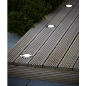 Spot terrasse rond alu brossé "flax"