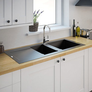 Évier résine noire "lavoisier" - 2 cuves