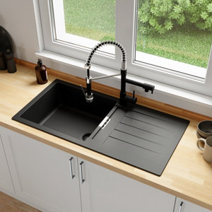 Évier composite de quartz noir "Galvani" - 1 cuve