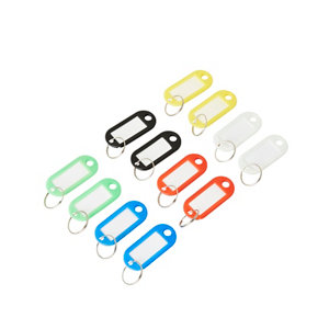 12 porte-clés étiquettes multicolores