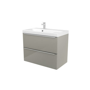 Meuble sous vasque à suspendre taupe Imandra L.80 x H.60 x P.45 cm
