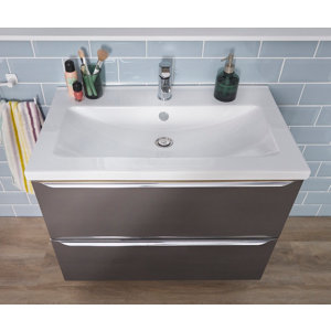 Plan vasque blanc à encastrer en céramique Nira L.80 x H.12 x P.45  cm