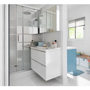 Plan vasque blanc à encastrer en céramique "Lana" - L.80 x H.14 x P.45 cm