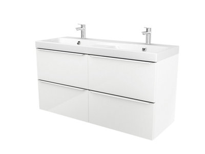 Plan double vasque en résine GoodHome Mila 120 cm - vue 2