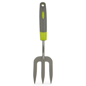 Fourche à main en acier gris métallisé/Vert/Gris