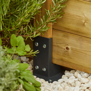 Platine de fixation pour poteau bois gris foncé - 70 mm x 70 mm