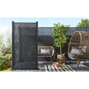 Lot de 3 lames de clôture composite "Neva" - Gris foncé - L. 1,79 m