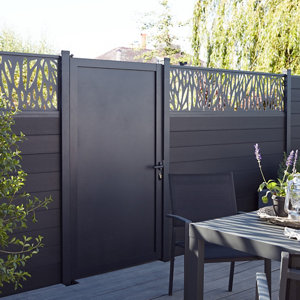 Porte aluminim gris foncé "Neva" - L. 0,90 x H. 1,70 m