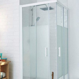 Accès d'angle droit "Onega" l. 90 cm en verre aspect dépoli