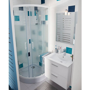 Porte de douche angle circulaire 190 x 80 cm verre aspect dépoli