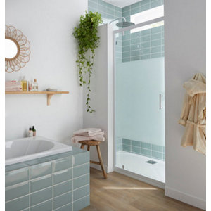 Porte de douche pivotante "Onega" l. 90 cm en verre aspect dépoli