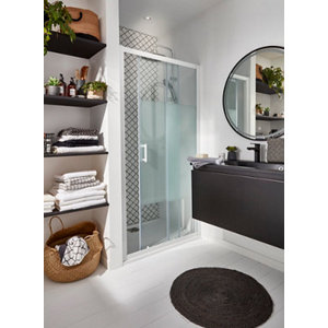 Porte de douche coulissante 2 volets "Onega" l. 100 cm en verre aspect dépoli