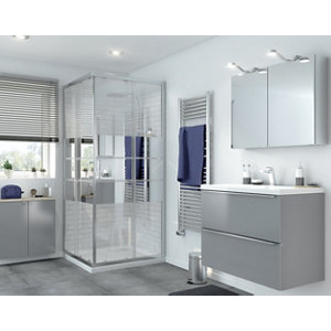 Accès d'angle droit "Beloya" l.90 cm en verre effet miroir