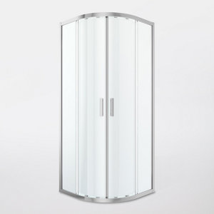 Porte de douche angle circulaire "Beloya" en verre transparent : H. 195 x l. 80 cm