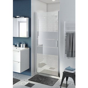 Porte de douche pivotante "Beloya" l.90 cm en verre effet miroir