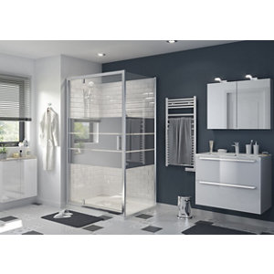 Porte de douche pivotante "Beloya" l.120 cm en verre effet miroir