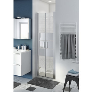 Porte de douche battante "Beloya" l.70 cm en verre effet miroir