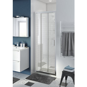 Porte de douche coulissante 3 volets "Beloya" l.80 cm en verre transparent