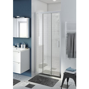 Porte de douche coulissante 3 volets "Beloya" l. 90 cm en verre transparent