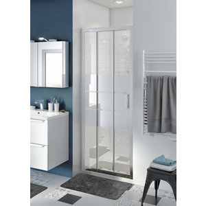 Porte de douche coulissante 3 volets "Beloya" l. 80 cm en verre effet miroir