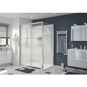 Porte de douche coulissante 2 volets "Beloya"  l. 140 cm en verre transparent