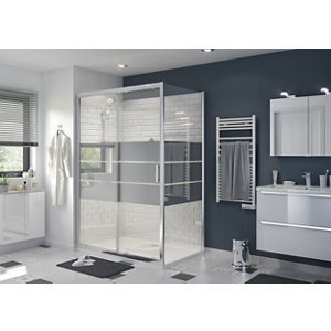 Porte de douche coulissante 2 volets "Beloya" l. 140cm en verre effet miroir