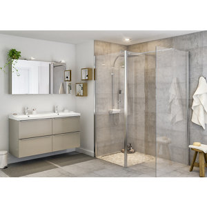 Paroi de douche à l'italienne Walk-In + retour  "Beloya" l.125 cm en verre transparent