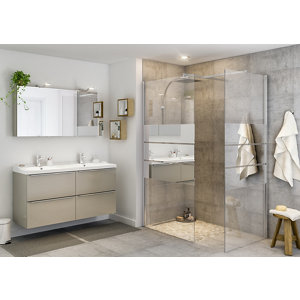 Paroi de douche à l'italienne Walk-In "Beloya" l.80 cm en verre effet miroir