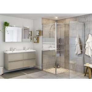 Paroi de douche à l'italienne Walk-In + retour  "Beloya" l.125 cm en verre effet miroir