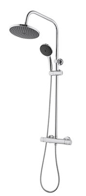 Colonne de douche thermostatique effet chromé avec douchette et pommeau Cooke & Lewis Lidia