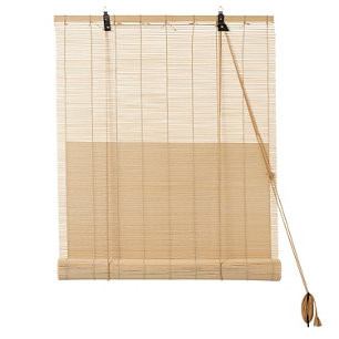 Store Enrouleur Bambou Naturel 125 X 130 Cm - Store Romain Occultant Pour Intérieur Et Extérieur