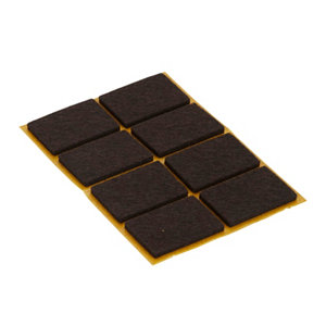 Lot de 12 patins feutre auto-adhésifs marron 35 x 24 mm