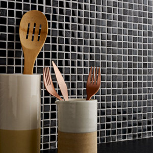 Mosaïque "Barya" noir - l. 30 x L. 30 cm